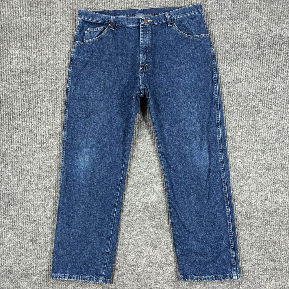 Wrangler Jeans Mens Straight Leg Size 40x30 Blue Denim Regular Fit Mid Rise